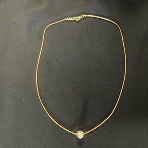 Gold choker serpentine chain necklace with CZ floating ball